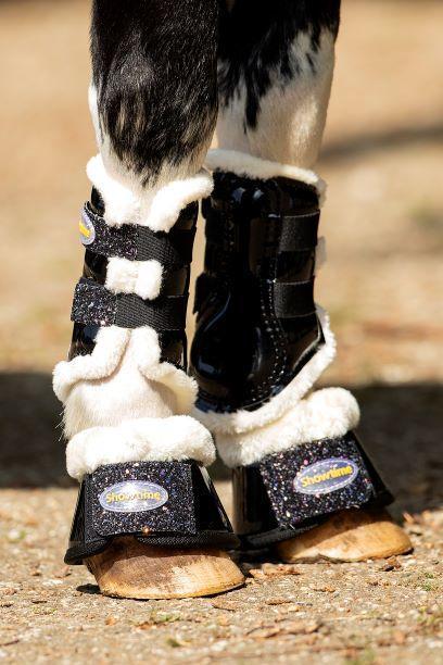 228 Show-time Gold Rush Glitter training tendon  protection boots small size navy blue 4XS horse foot protection