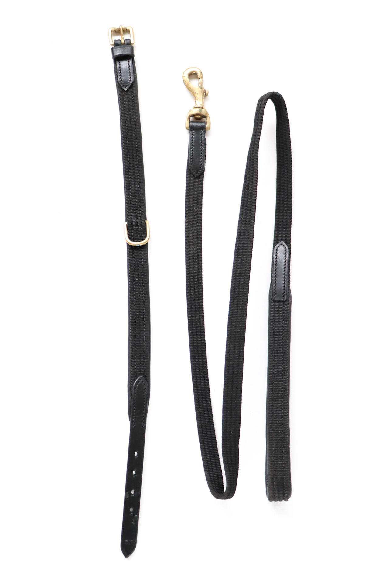 011 Webband Dog leash black with black lining 35cm leather special