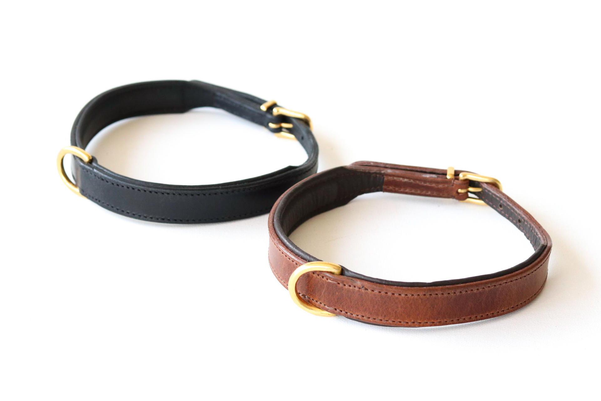 006 Dog collar narrow shiny 35cm leather special collars