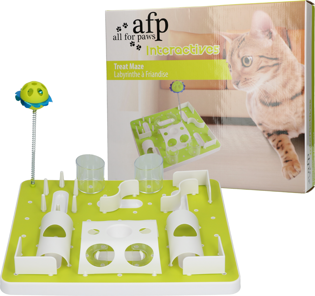 Interactive treat maze tunnel cat game