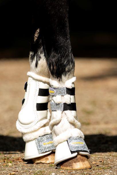 228 Show-time Gold Rush Glitter training tendon  protection boots small size navy blue 2XS horse foot protection