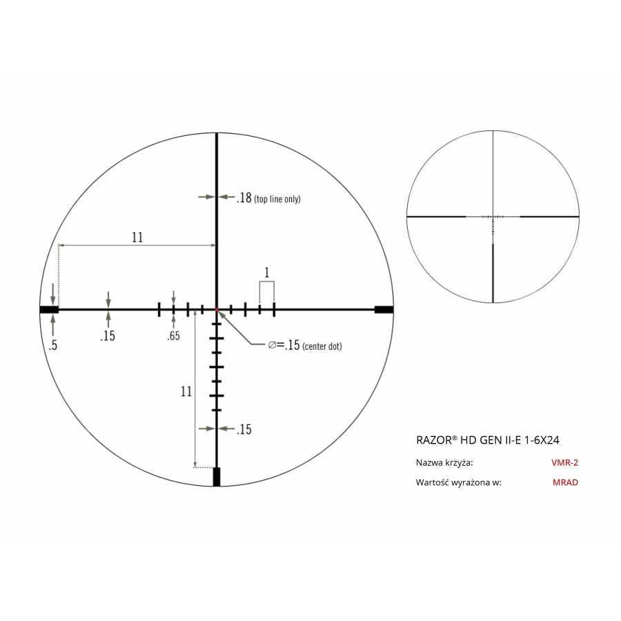 Razor II HD-E 1-6x24 30 mm JM-1/VMR-2 binoculars