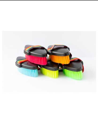 1696 Body brush with rainbow straps yellow 3 pieces Horse care