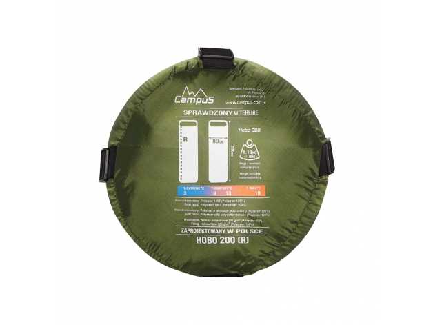 HOBO 200 green sleeping bag for right-hands