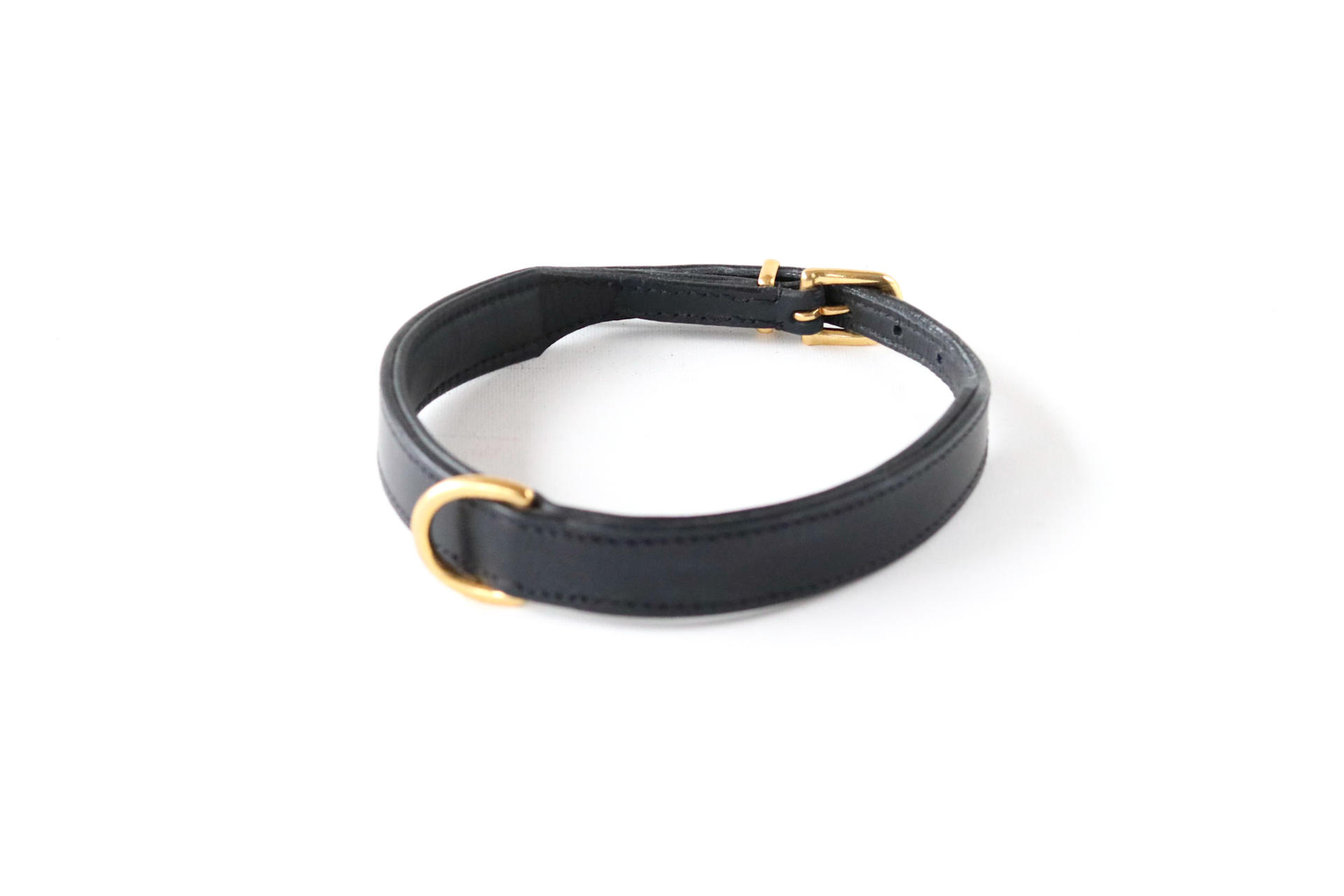 006 Dog collar narrow shiny 35cm leather special collars