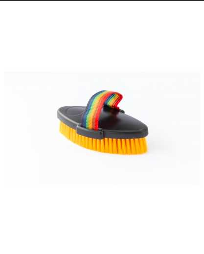 1696 Body brush with rainbow straps yellow 3 pieces Horse care
