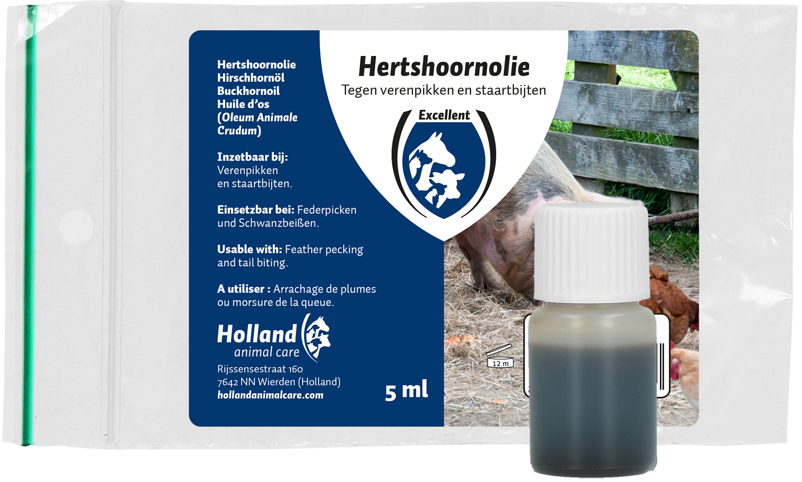 Hartshorn oil for birds, pigs, pigs, tail bite