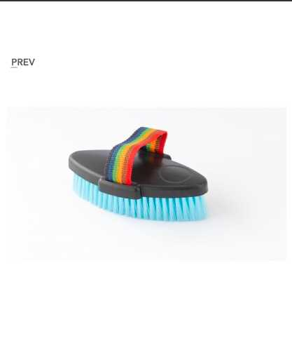 1696 Body brush with invisible hair rainbow strap light blue 3 pcs Horse care